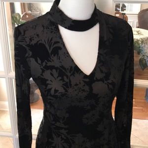 Ivanka Trump Black Faux Velvet Sheer
